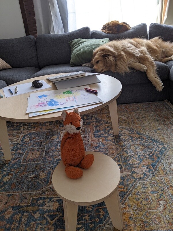 Child&#39;s activity table and stool - Coffee table work center
