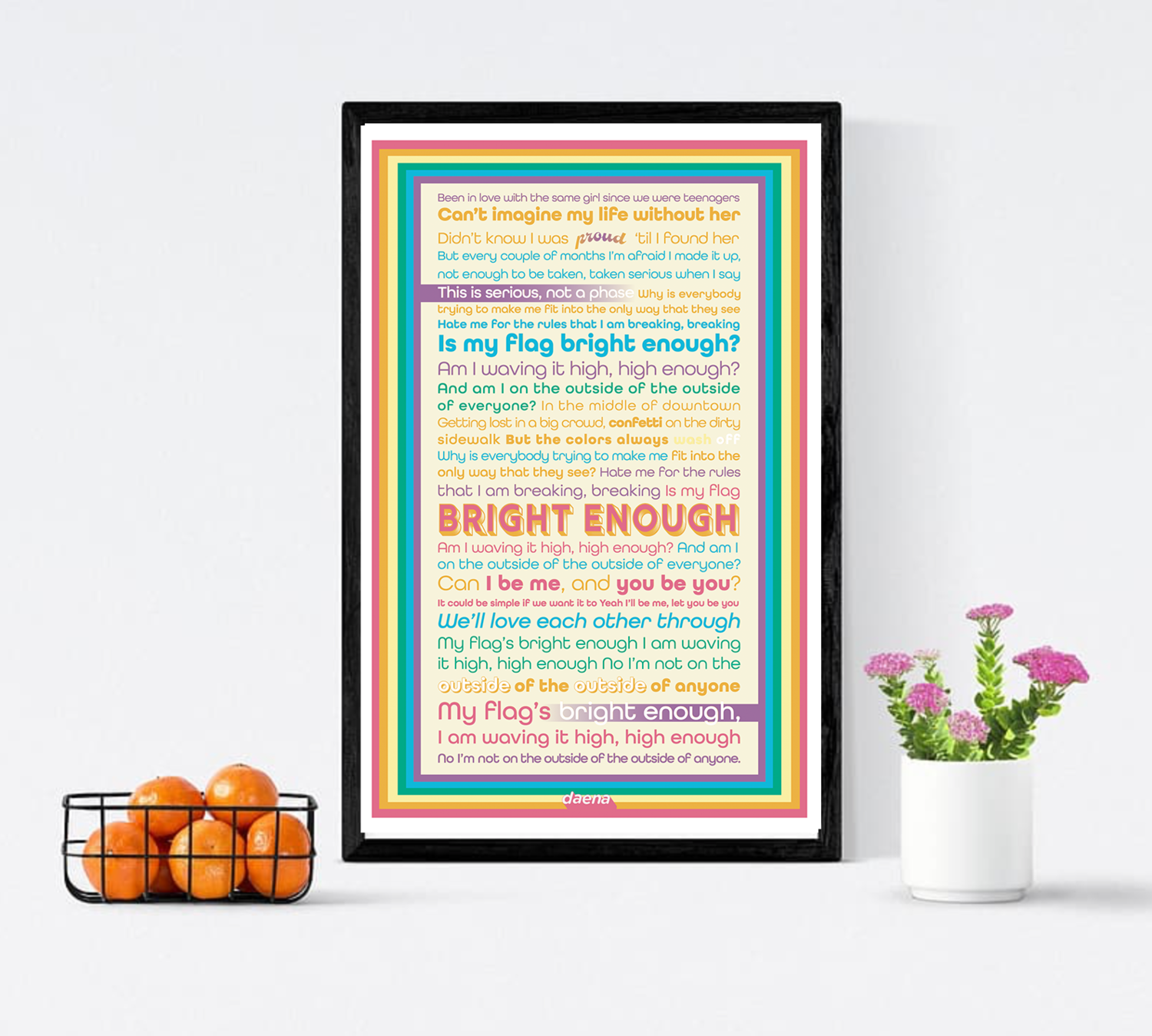 Bright Enough Lyric Poster - RAINBOW