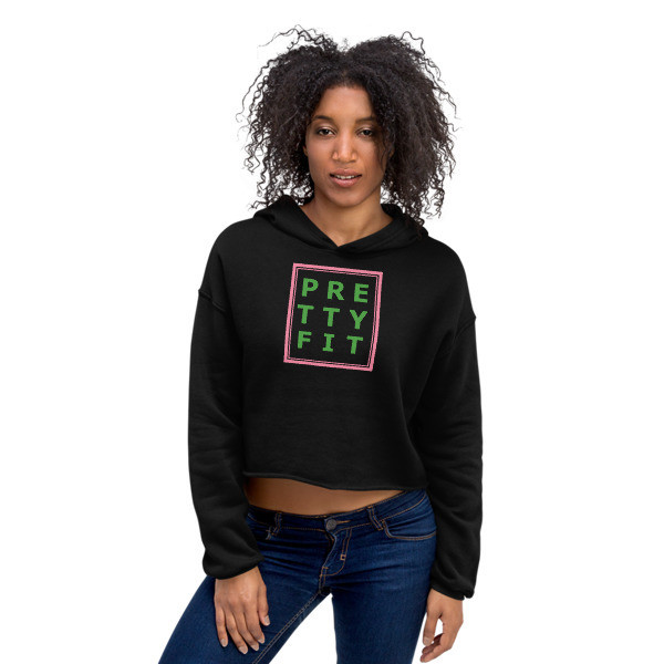 PRTY FIT Crop Hoodie, Color: Black, Size: S