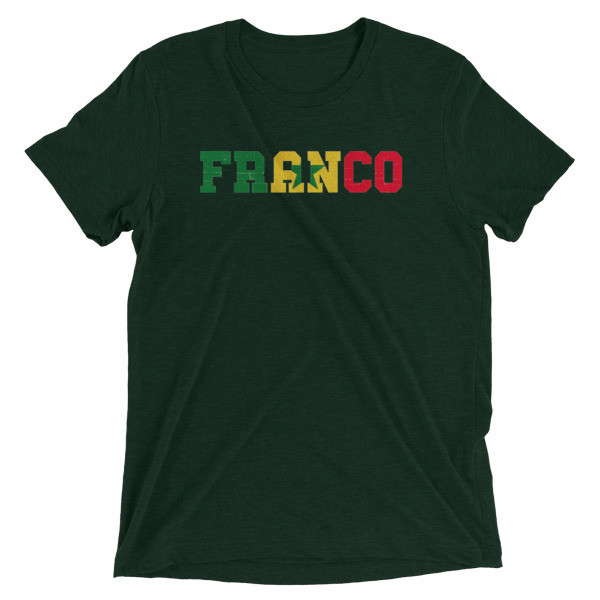 FRANCO SENEGAL Unisex T-Shirt, Color: Emerald Triblend, Size: XS