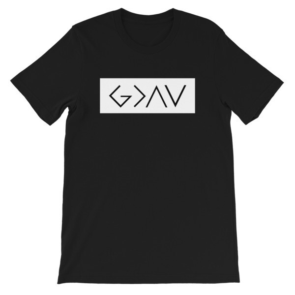 WHT BOX GOD IS GREATER Short-Sleeve Unisex T-Shirt, Color: Black, Size: XS