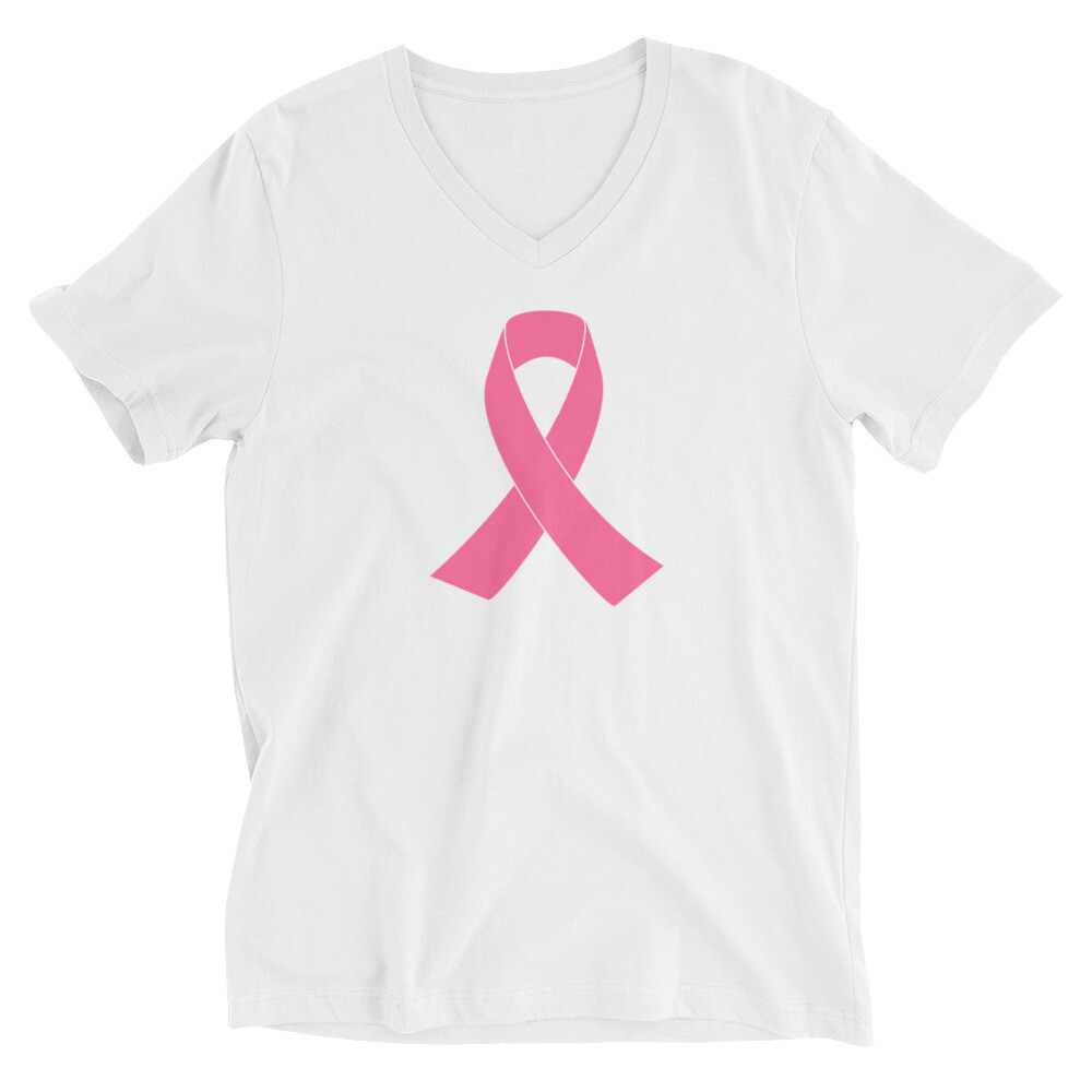 Breast Cancer Pink Ribbon Unisex V-Neck T-Shirt