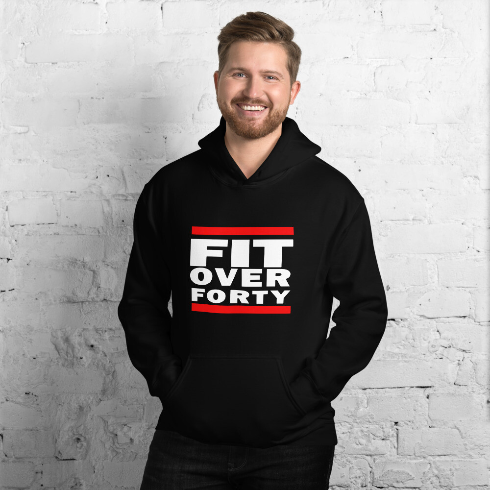 WHITE LOGO FIT OVER FORTY Unisex Hoodie