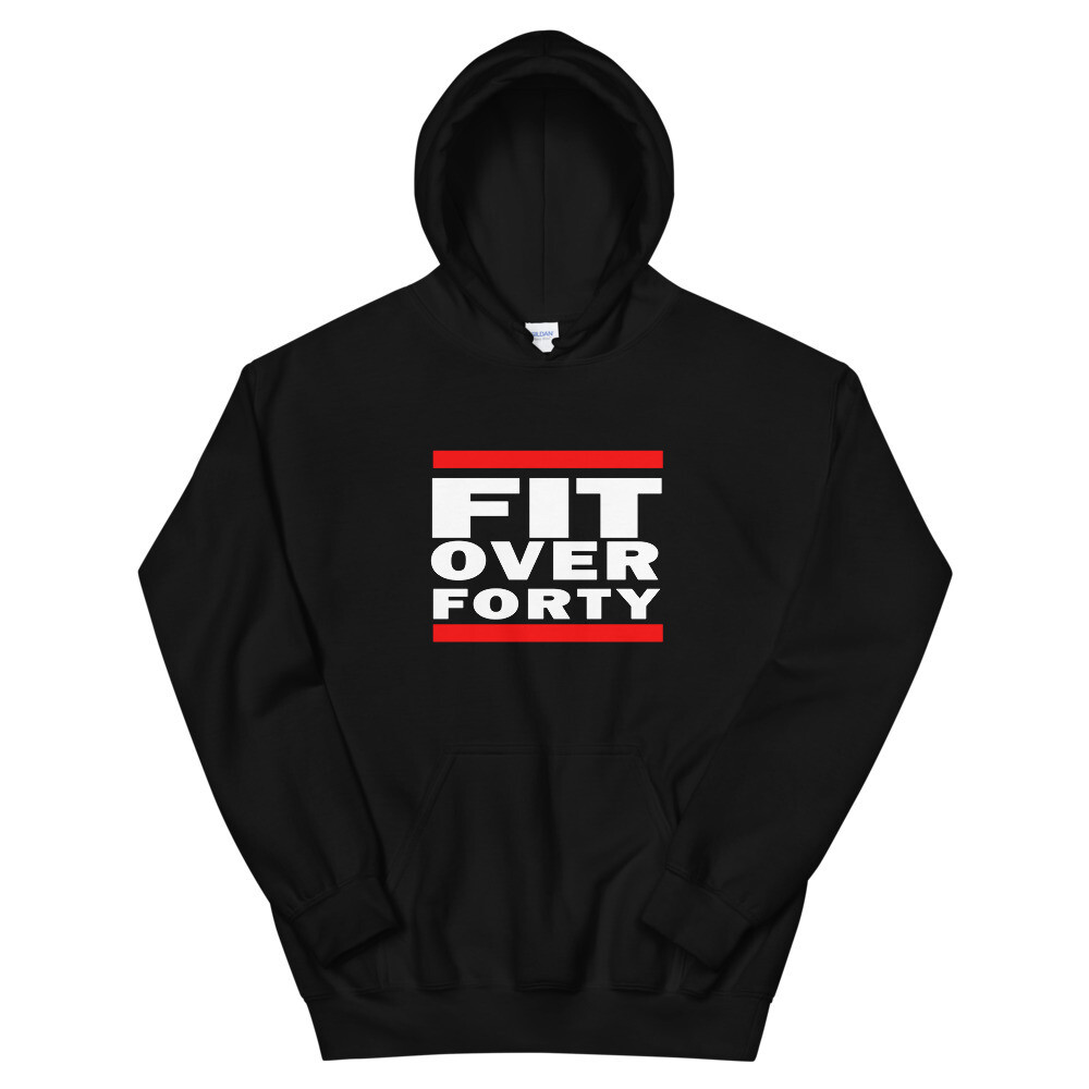 WHITE LOGO FIT OVER FORTY Unisex Hoodie