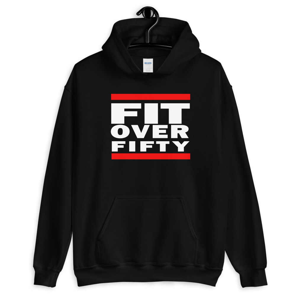WHITE LOGO FIT OVER FIFTY Unisex Hoodie