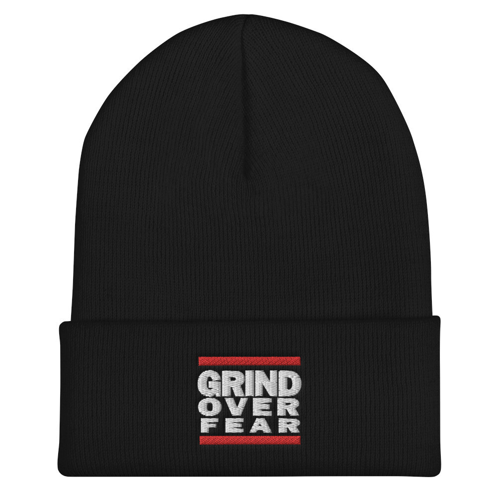 Grind Over Fear Cuffed Beanie, Color: Black