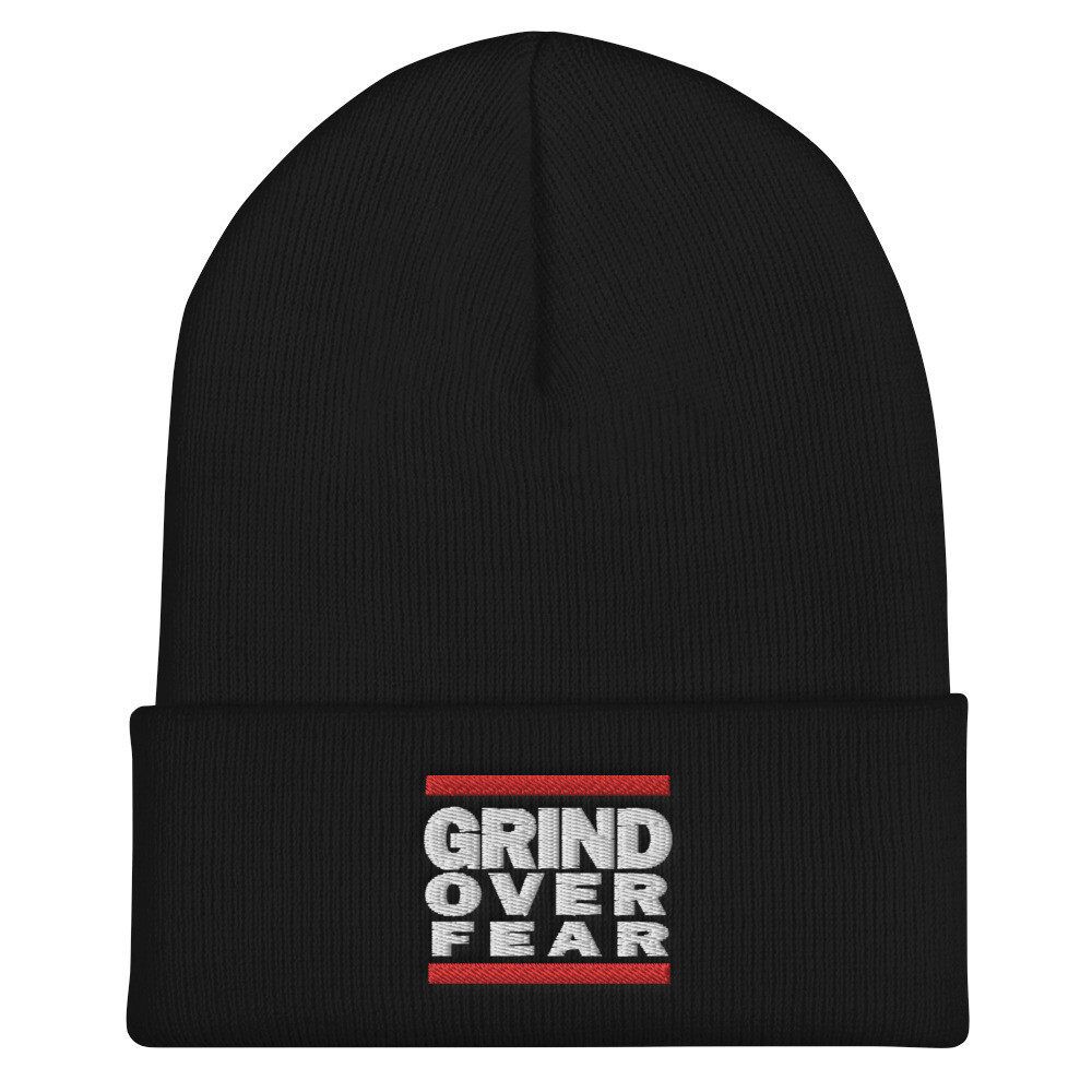Grind Over Fear Cuffed Beanie, Color: Black