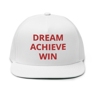 Dream Achieve Win White/Black Flat Bill Cap