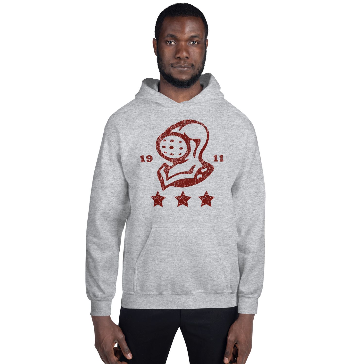 Red Vintage Knight Head With Stars Hoodie