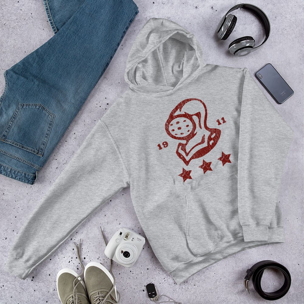 Red Vintage Knight Head With Stars Hoodie