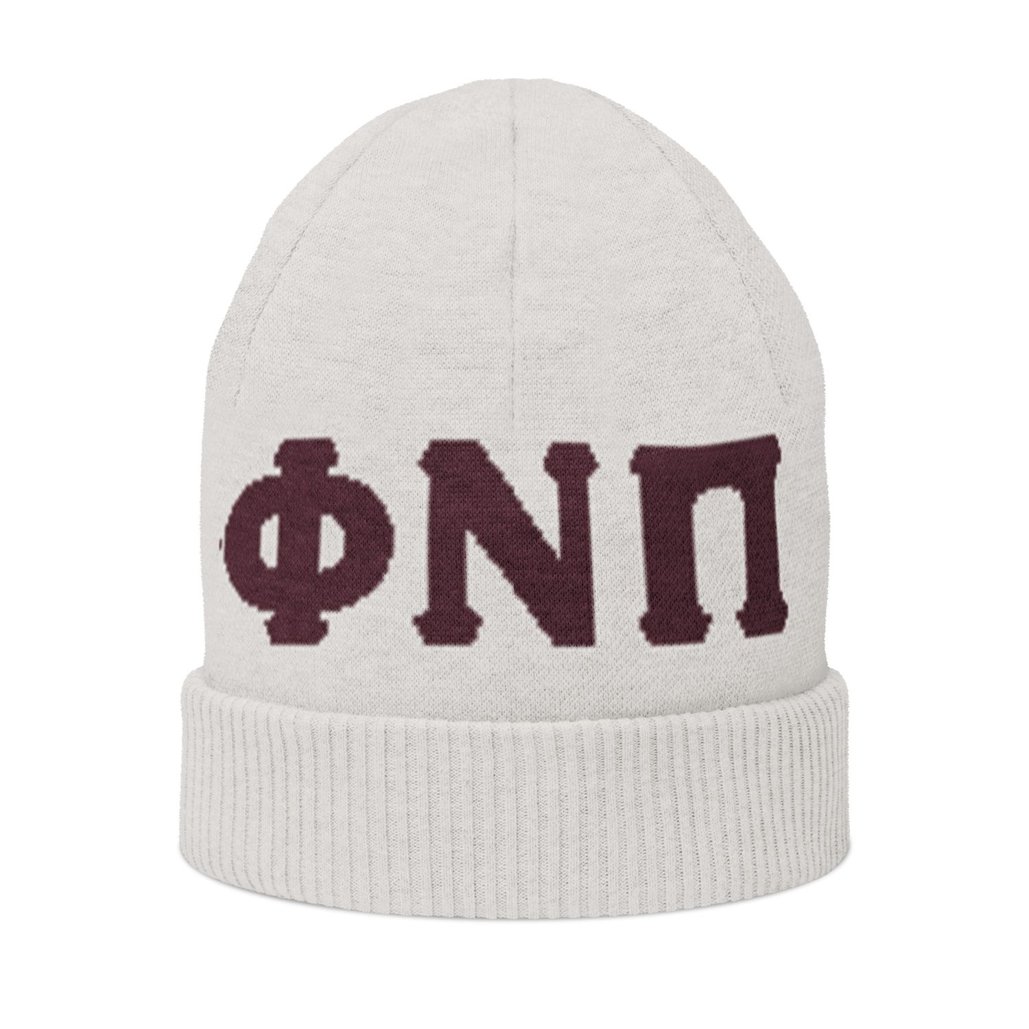 Phi Nu Pi Krimson Font Knitted beanie
