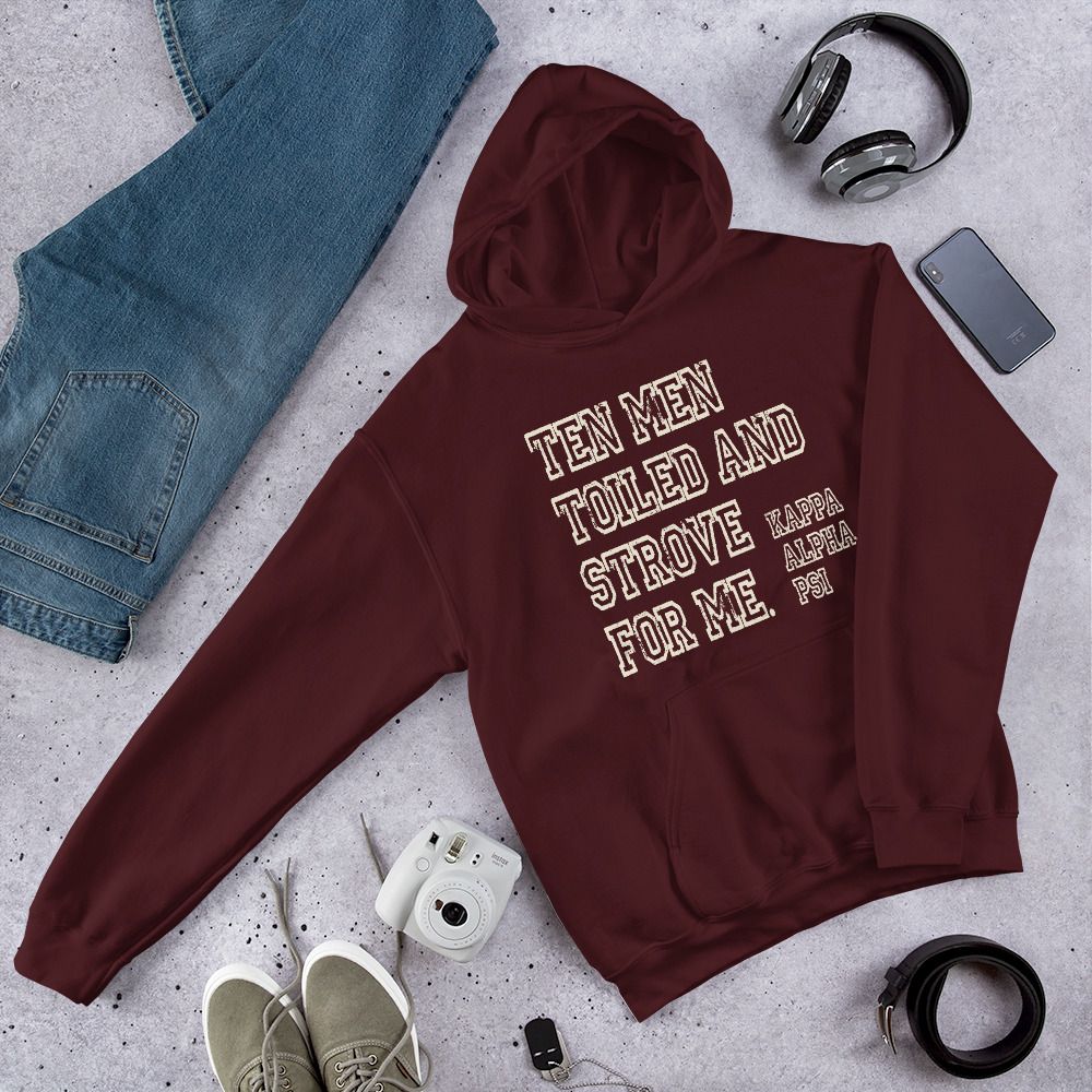 Ten Men Toiled and Strove Burgandy Hoodie