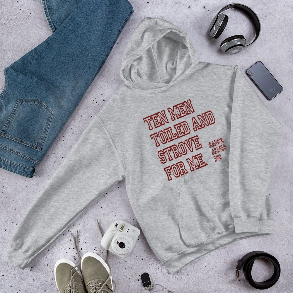 Ten Men Toiled and Strove Hoodie (Red Font)