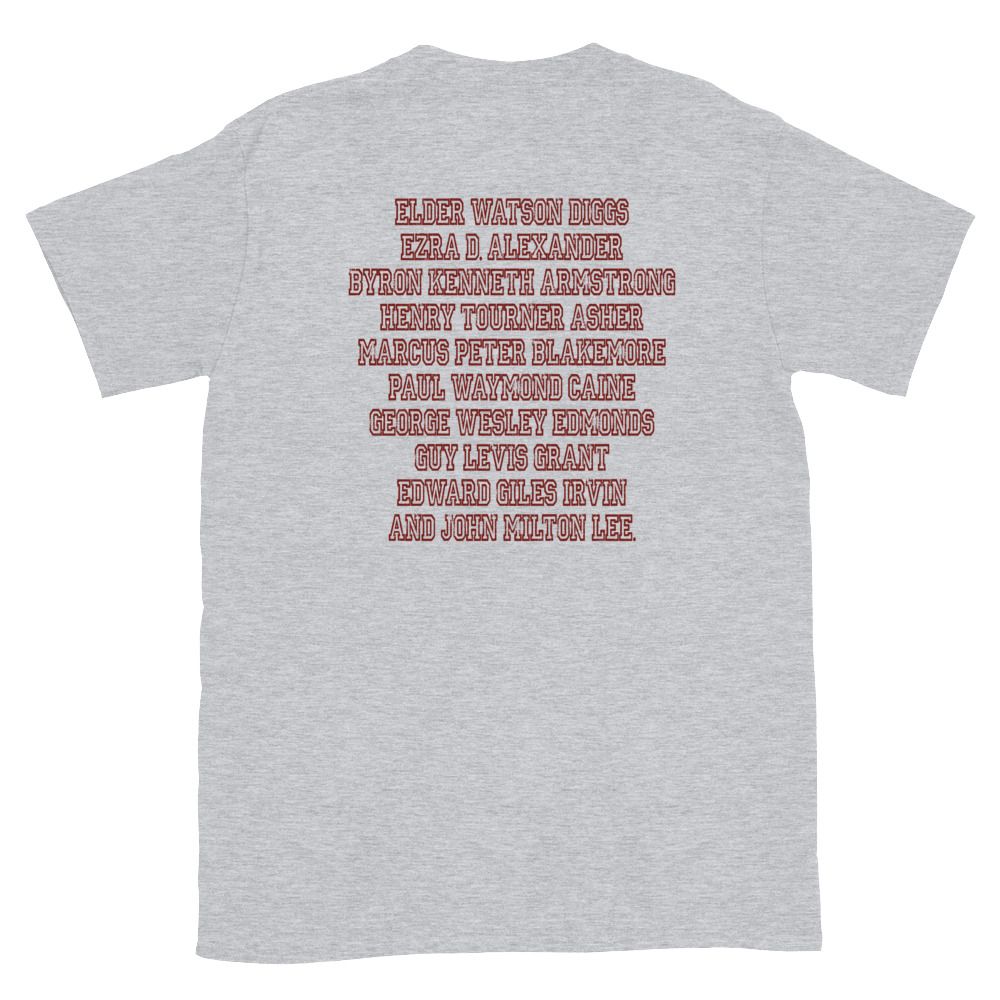 Ten Men Toiled and Strove T-Shirt (Krimson Font)