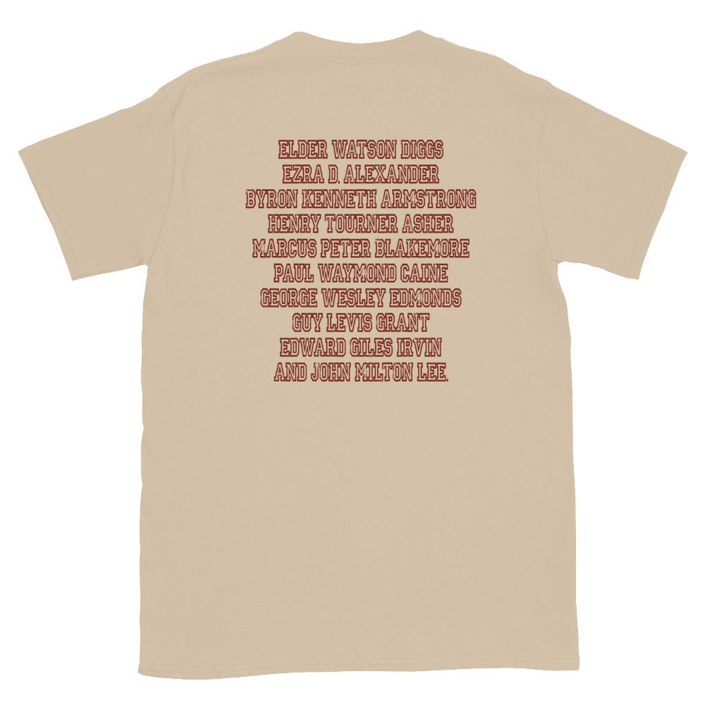 Ten Men Toiled and Strove T-Shirt (Krimson Font)