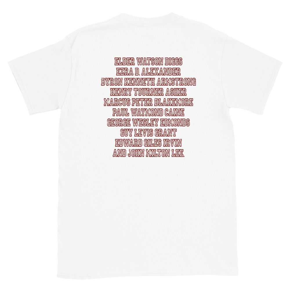 Ten Men Toiled and Strove T-Shirt (Krimson Font)