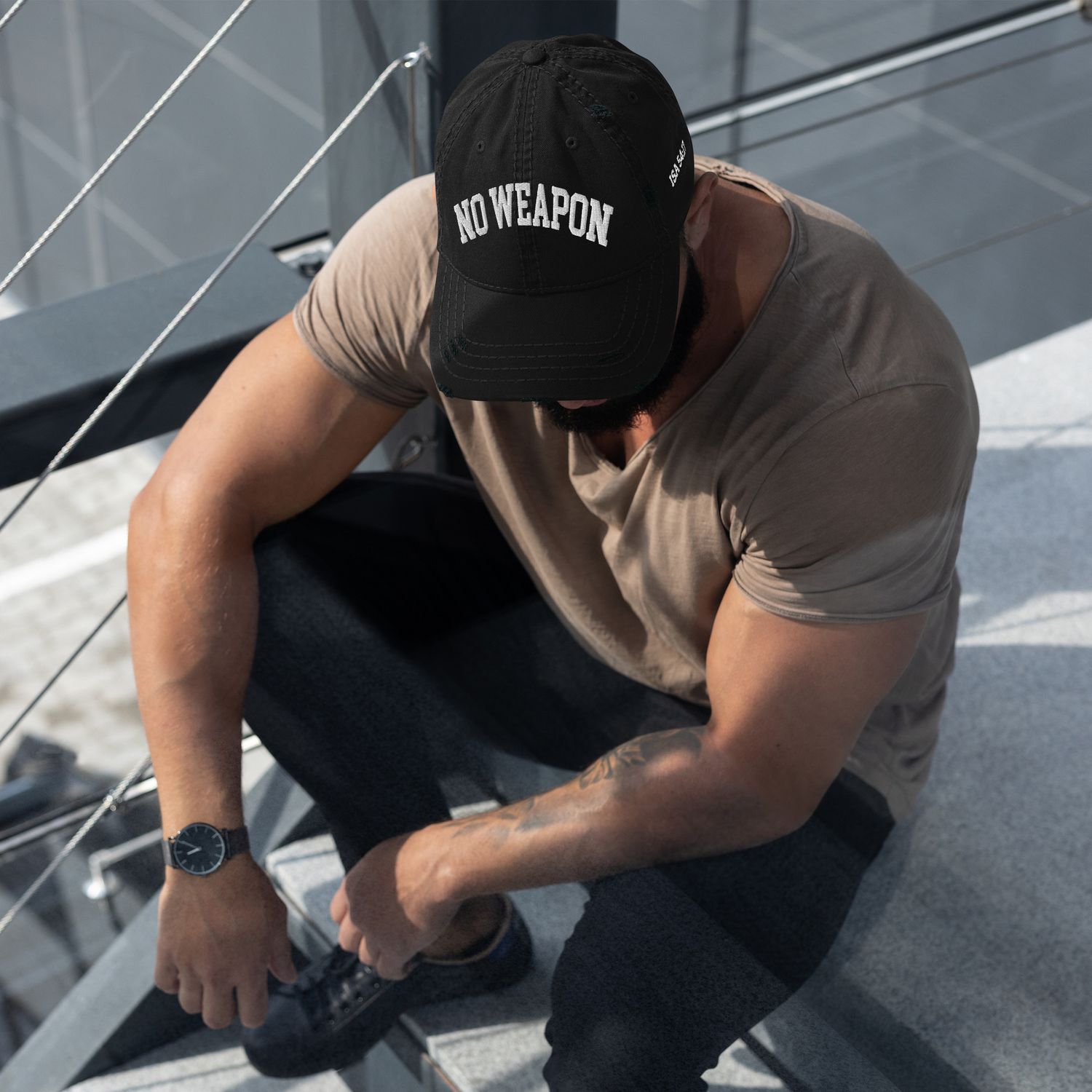 No Weapon Shall Prosper Distressed Dad Hat