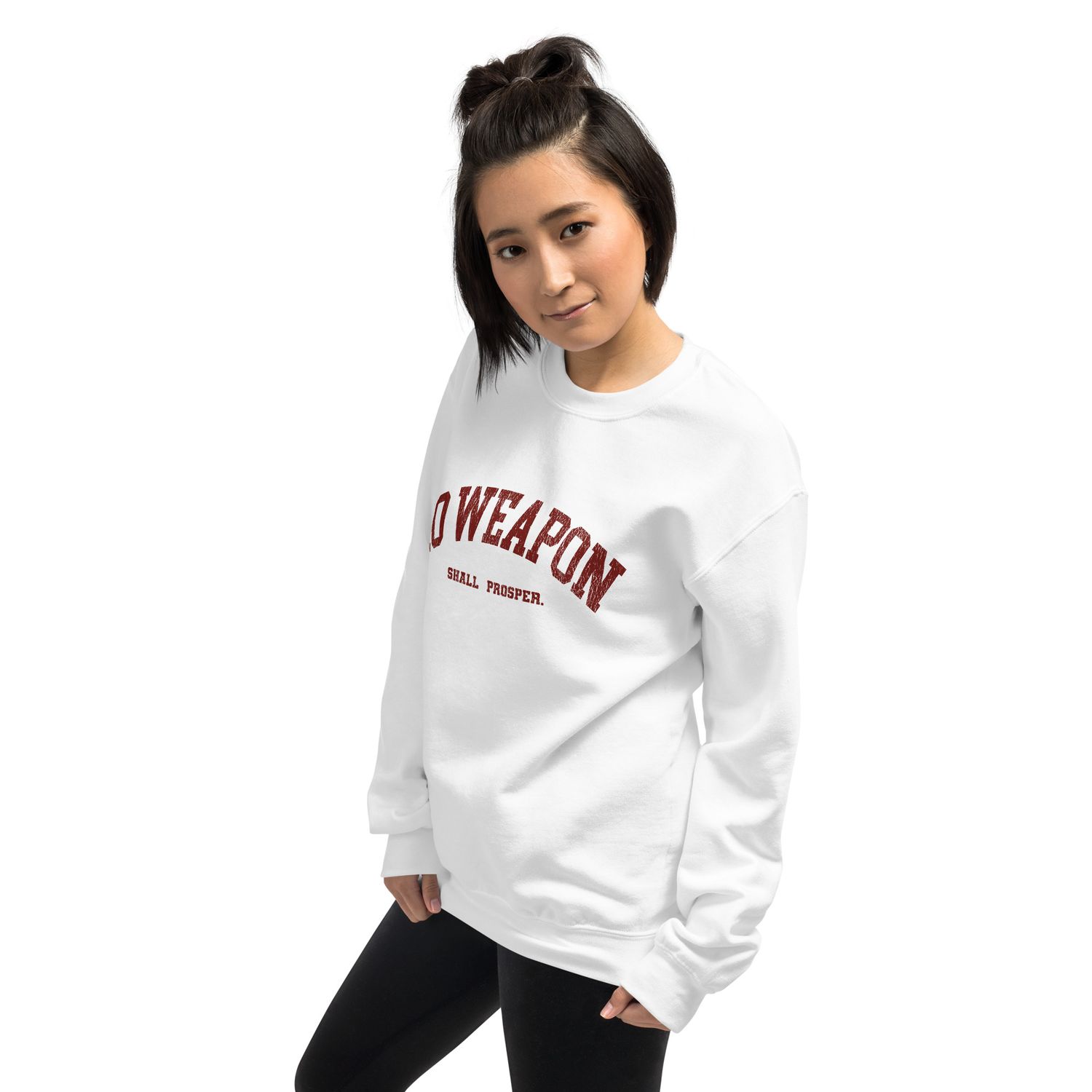 No Weapon Shall Prosper Unisex Sweatshirt (Red Font)