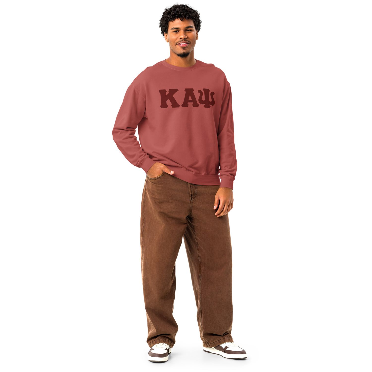 KAPsi garment-dyed fleece crewneck sweatshirt