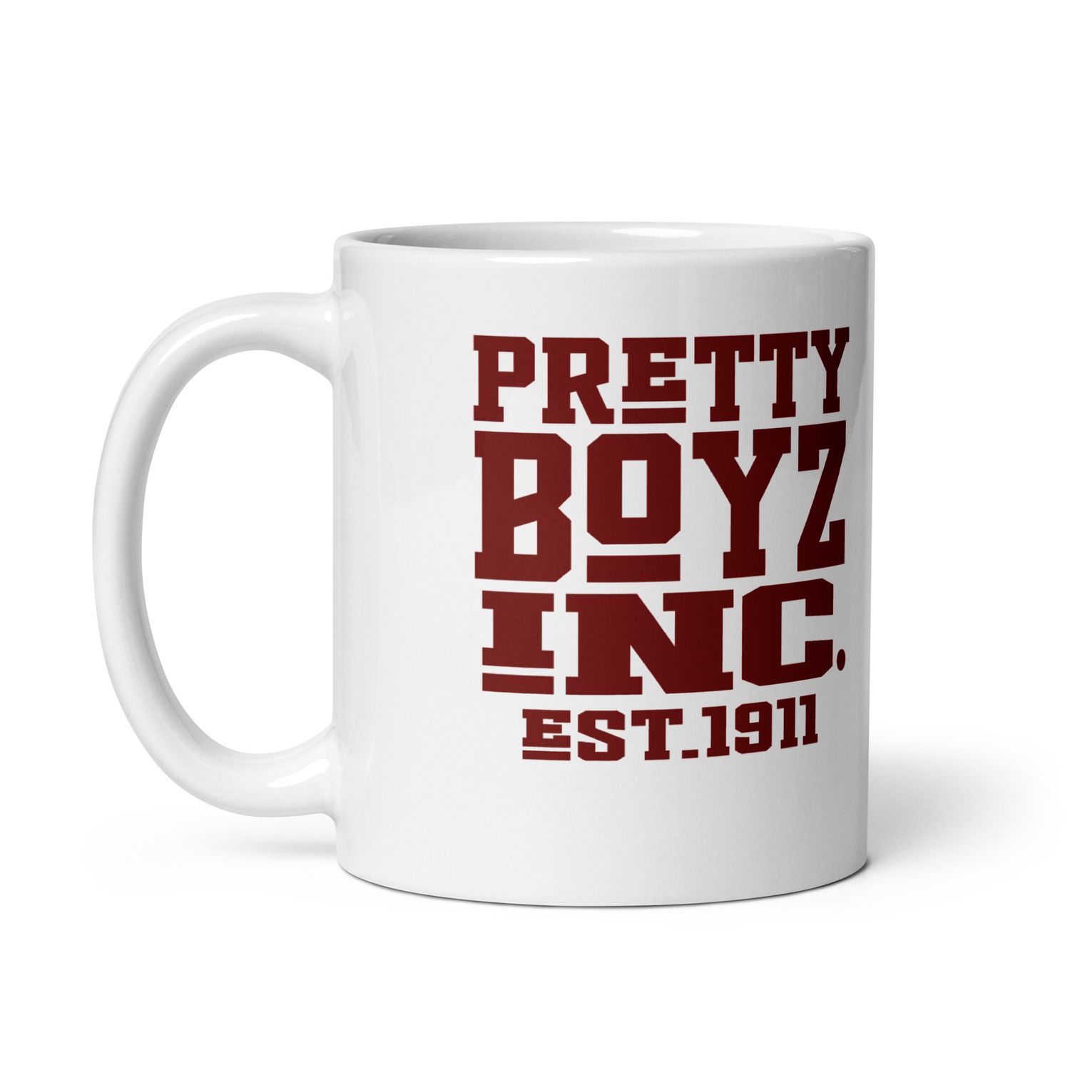 Dual Pretty Boyz Inc. White glossy mug