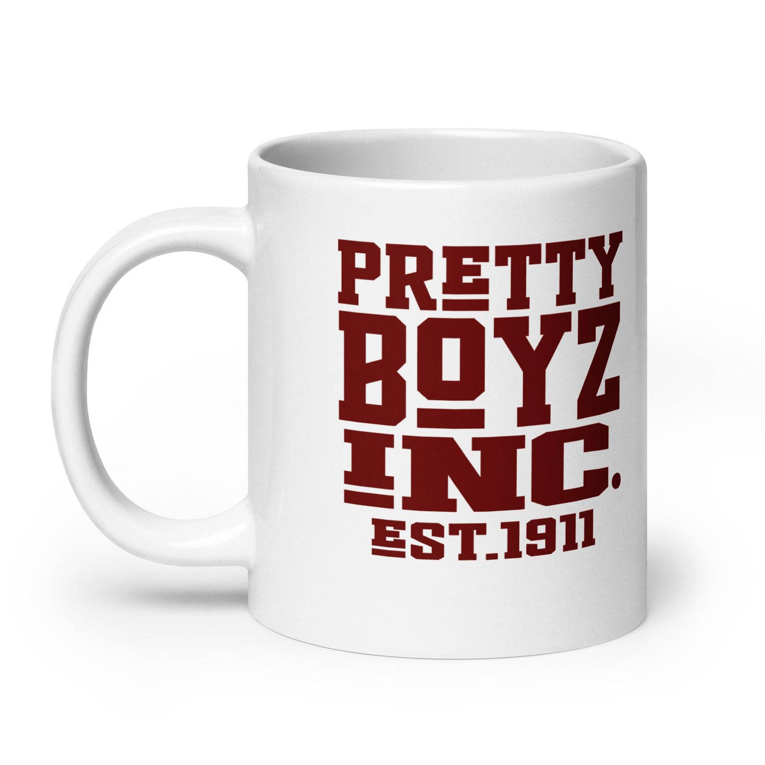 Dual Pretty Boyz Inc. White glossy mug