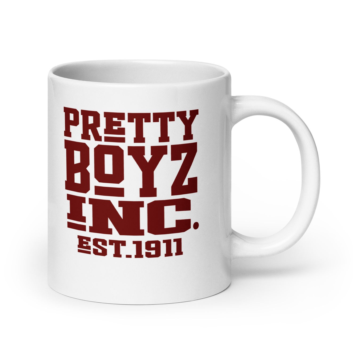 Dual Pretty Boyz Inc. White glossy mug