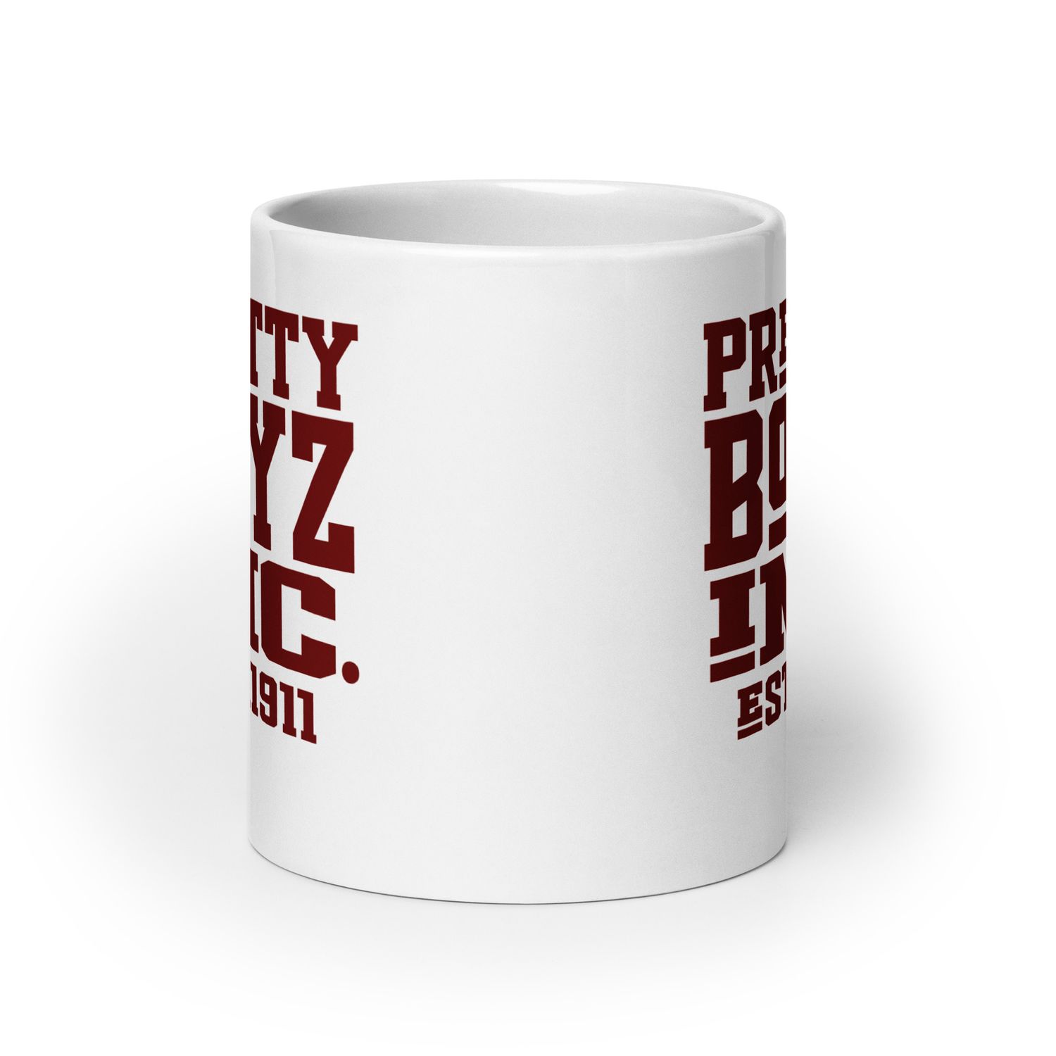 Dual Pretty Boyz Inc. White glossy mug