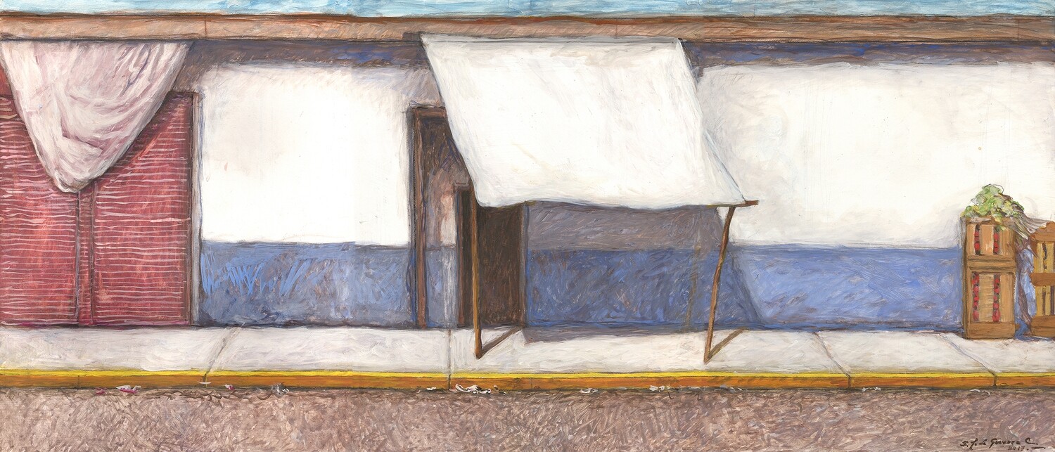 Banqueta en Azul y Blanco #25, Four Sizes Available: three 8x10 pieces, $150