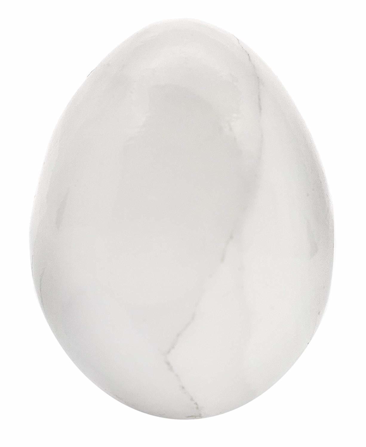 Snow-White Colored Onyx Aragonite Egg ST112
