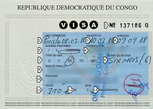 Visa Congo-Kinshasa (RDC) TOURISME