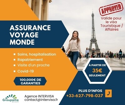 Assurance voyage monde - Visa Touristique et Affaires - Assistance médicale et rapatriement. Covid-19.