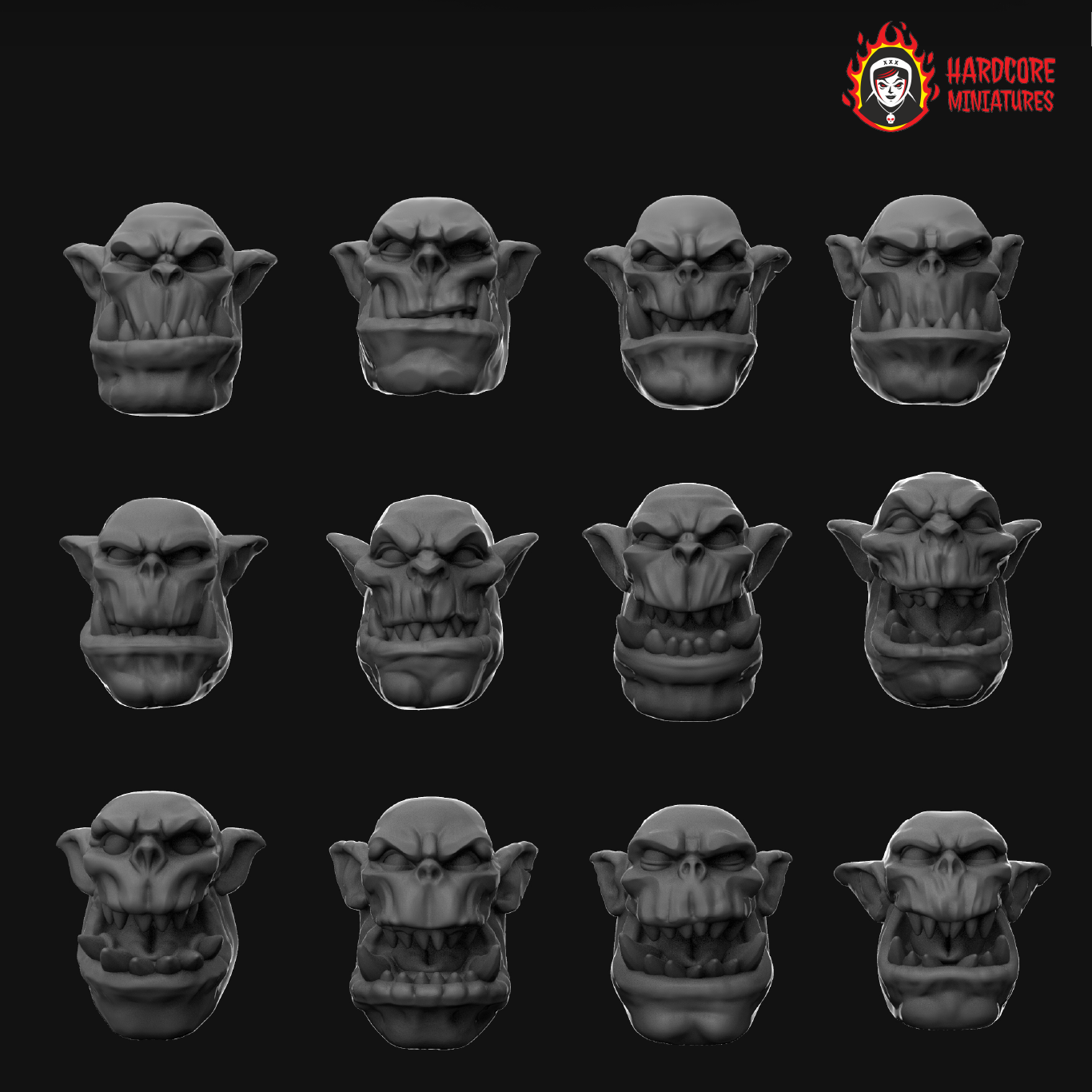 Bare Orc Boyz Heads (12)