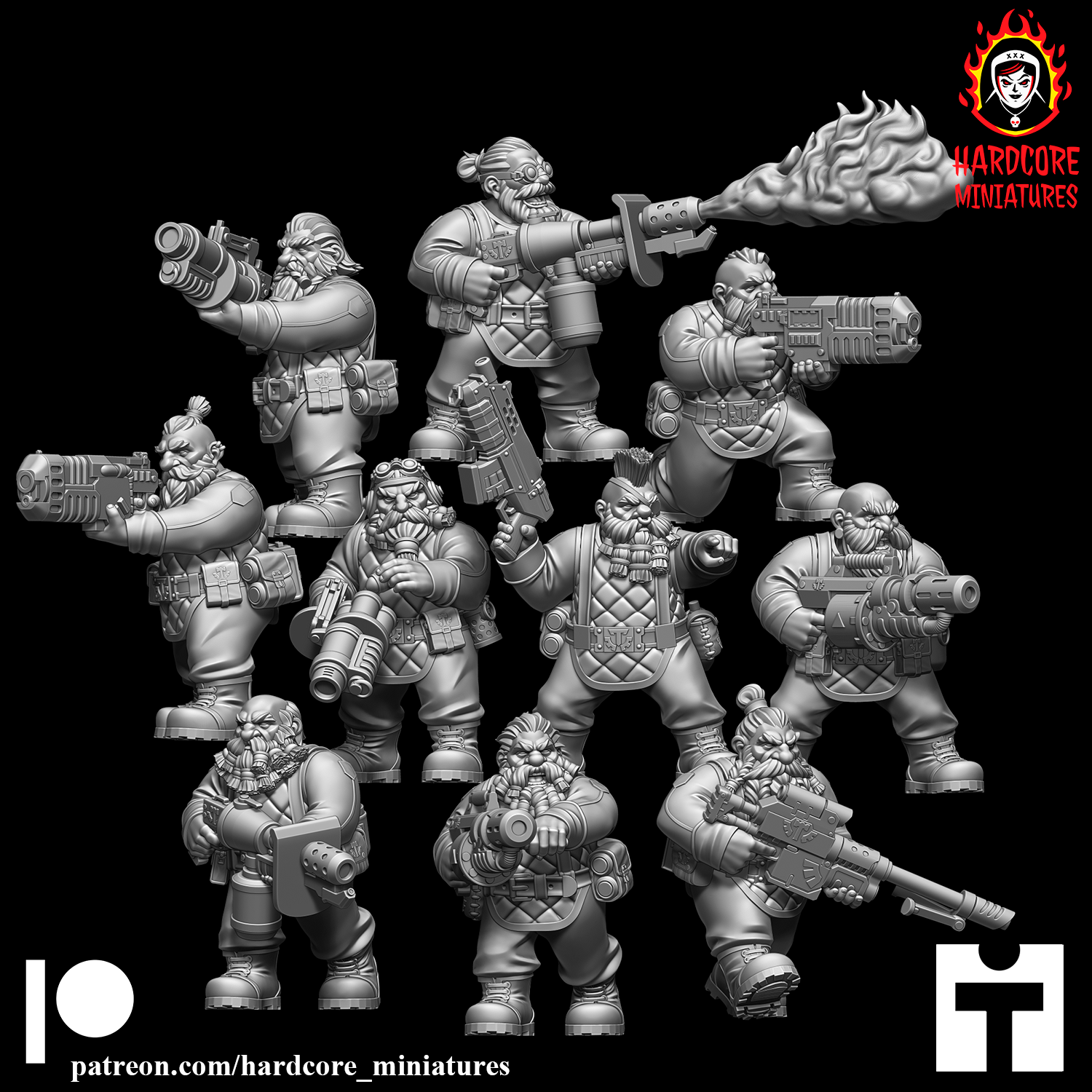 Space Dwarves Troopers With Special Weapons STL