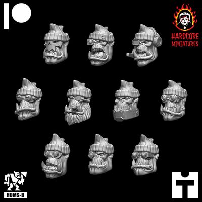 Kommando Orcs Heads in Hats #2 STL