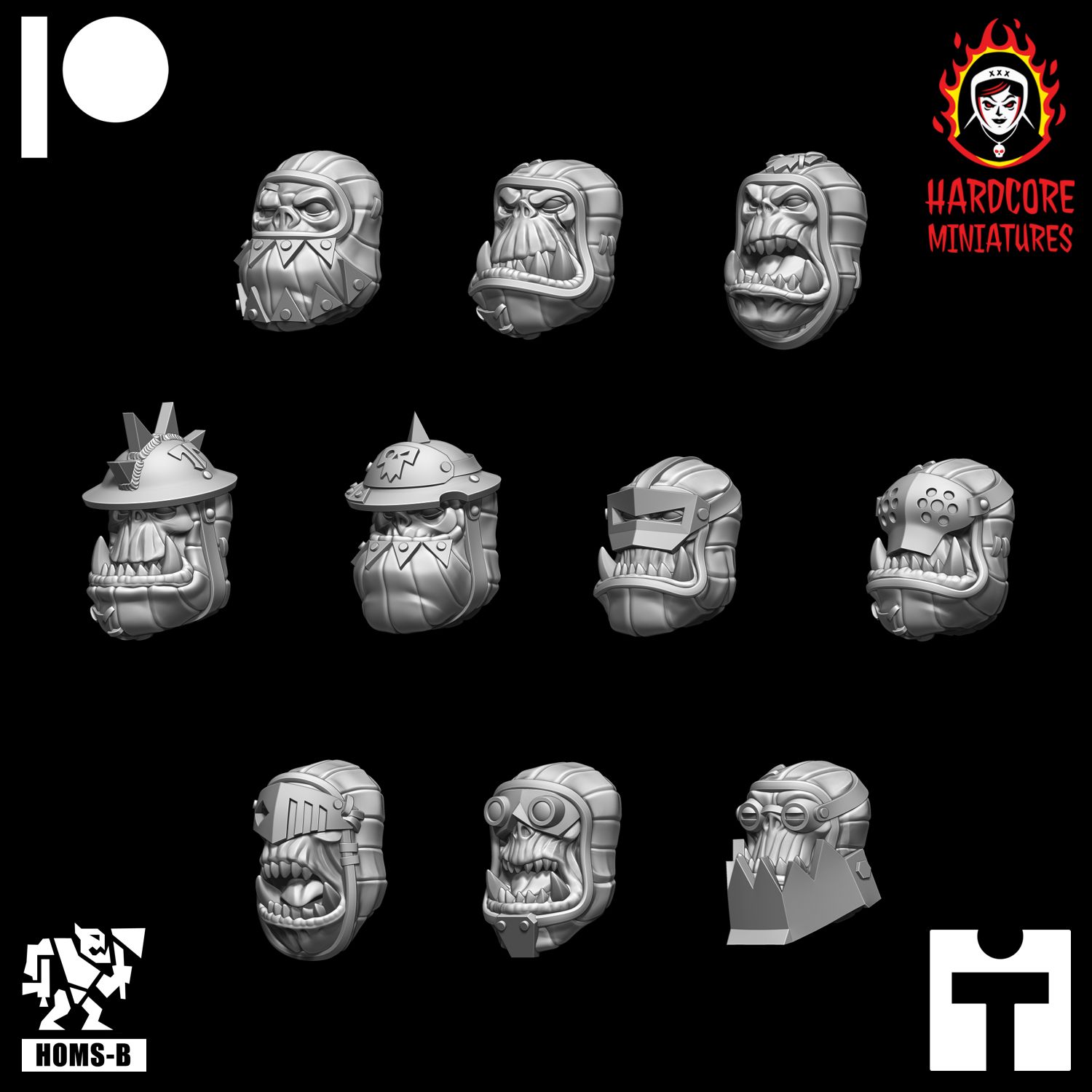 Trench Raider Orc Heads STL