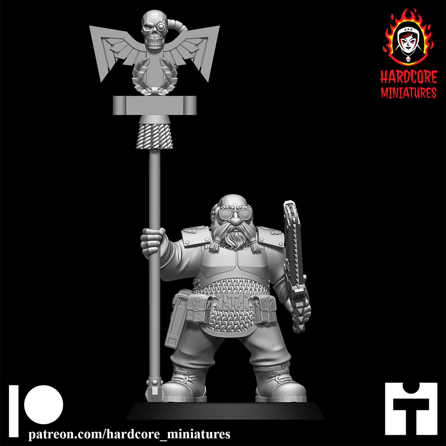 Space Dwarf Standard Bearer Modular Set 1 STL