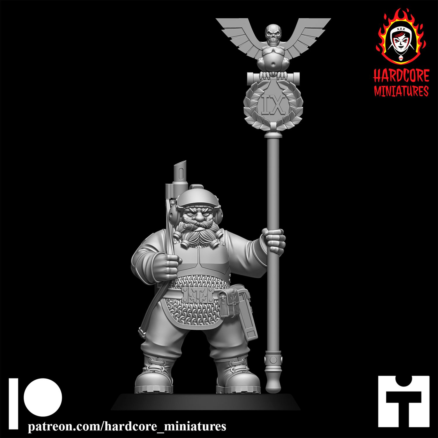 Space Dwarf Standard Bearer Modular Set 2 STL