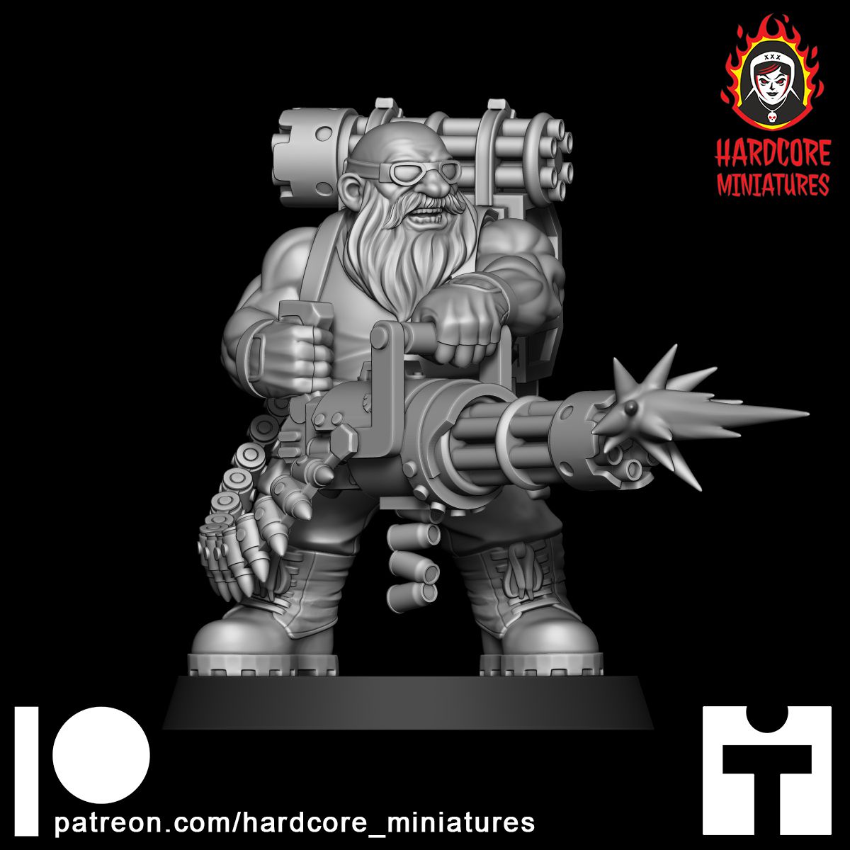 Space Dwarf with Minigun Firing STL
