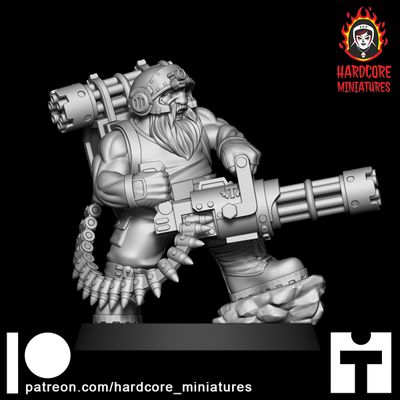 Space Dwarf with Minigun Aiming STL