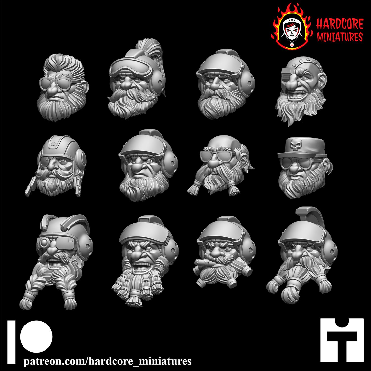Space Dwarves Heads Set 1 STL Space Dwarves Heads Set 1 STL