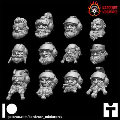 Space Dwarves Heads Set 1 STL