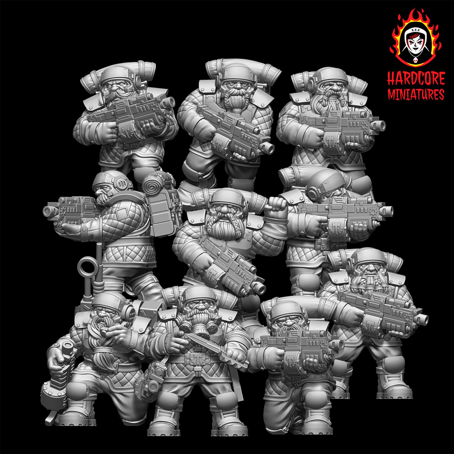 Space Dwarves Veterans With Bolters STL