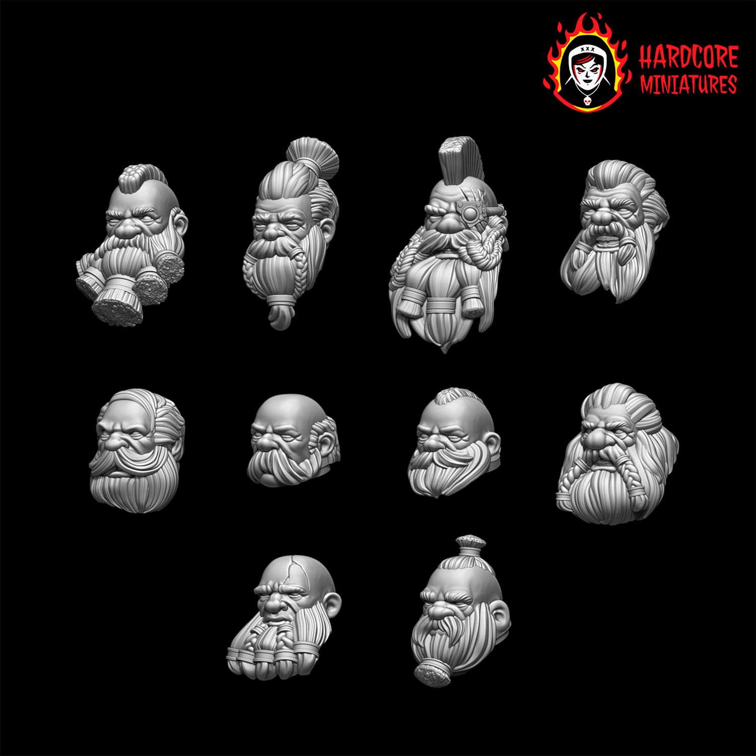 Space Dwarf Veteran Bare Heads STL