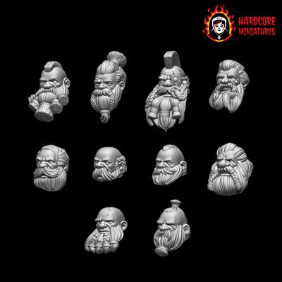Space Dwarf Veteran Bare Heads STL