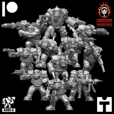Brit Orcs Trench Raiders Slugga Boyz with Noble STL