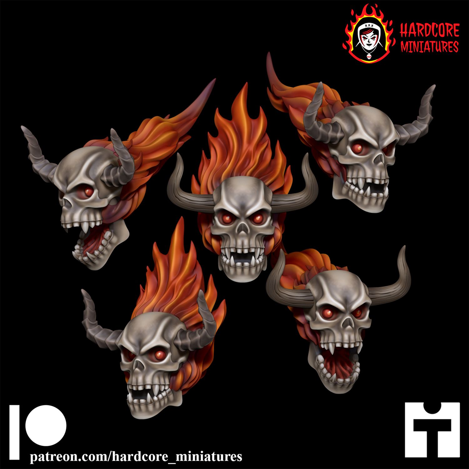 Flaming Skull Demon STL