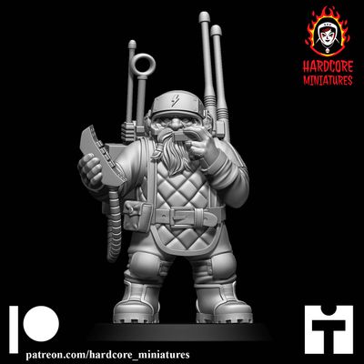 Veteran Dwarf with Vox Caster STL Veteran Dwarf with Vox Caster STL