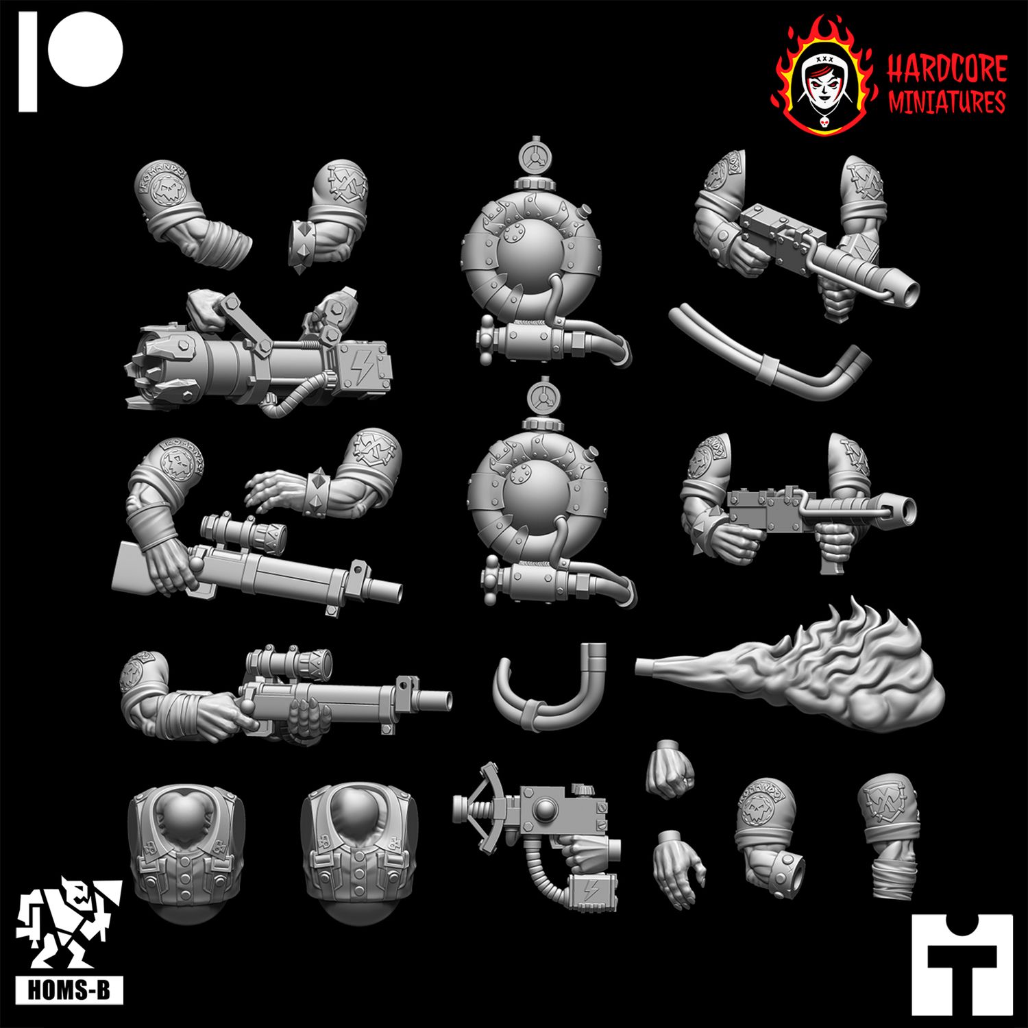 Kommando Orcs Special Weapons Short Sleeves Arms STL