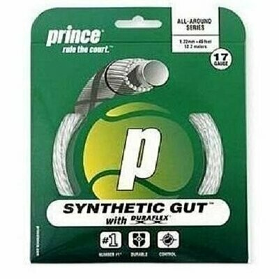 Prince Synthetic Gutwith Duraflex Tennis String - 17 gauge - White - 1 set, 17G/White