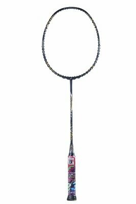 Flex Power Air Speed 11 (Mega Tension - 33LBS) Full Graphite Badminton Racquet with Full Racket Cover Black/Gold